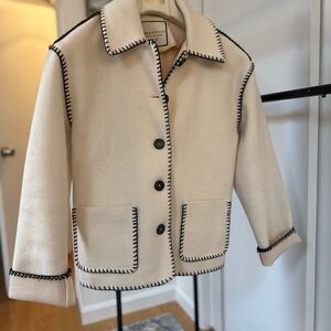 Bagatelle Cream Blazer with Black Stitching